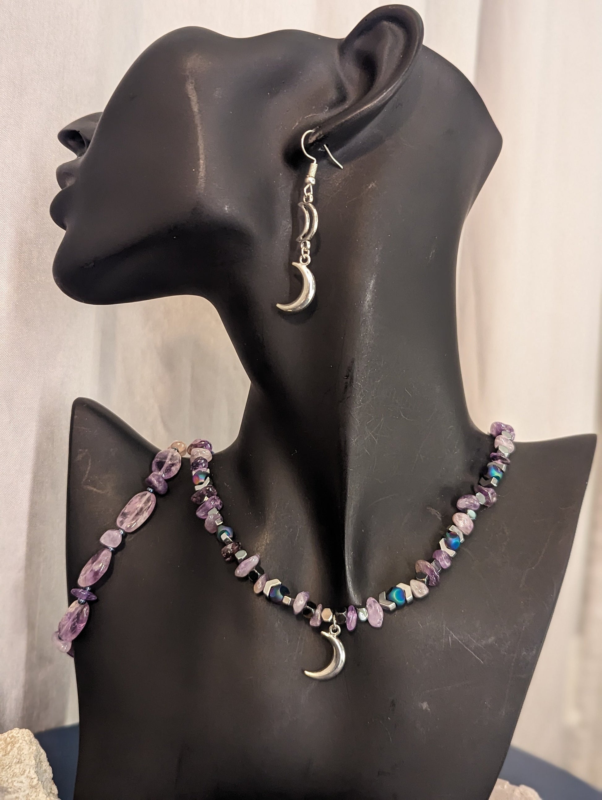 Amethyst and Silver Moon Set