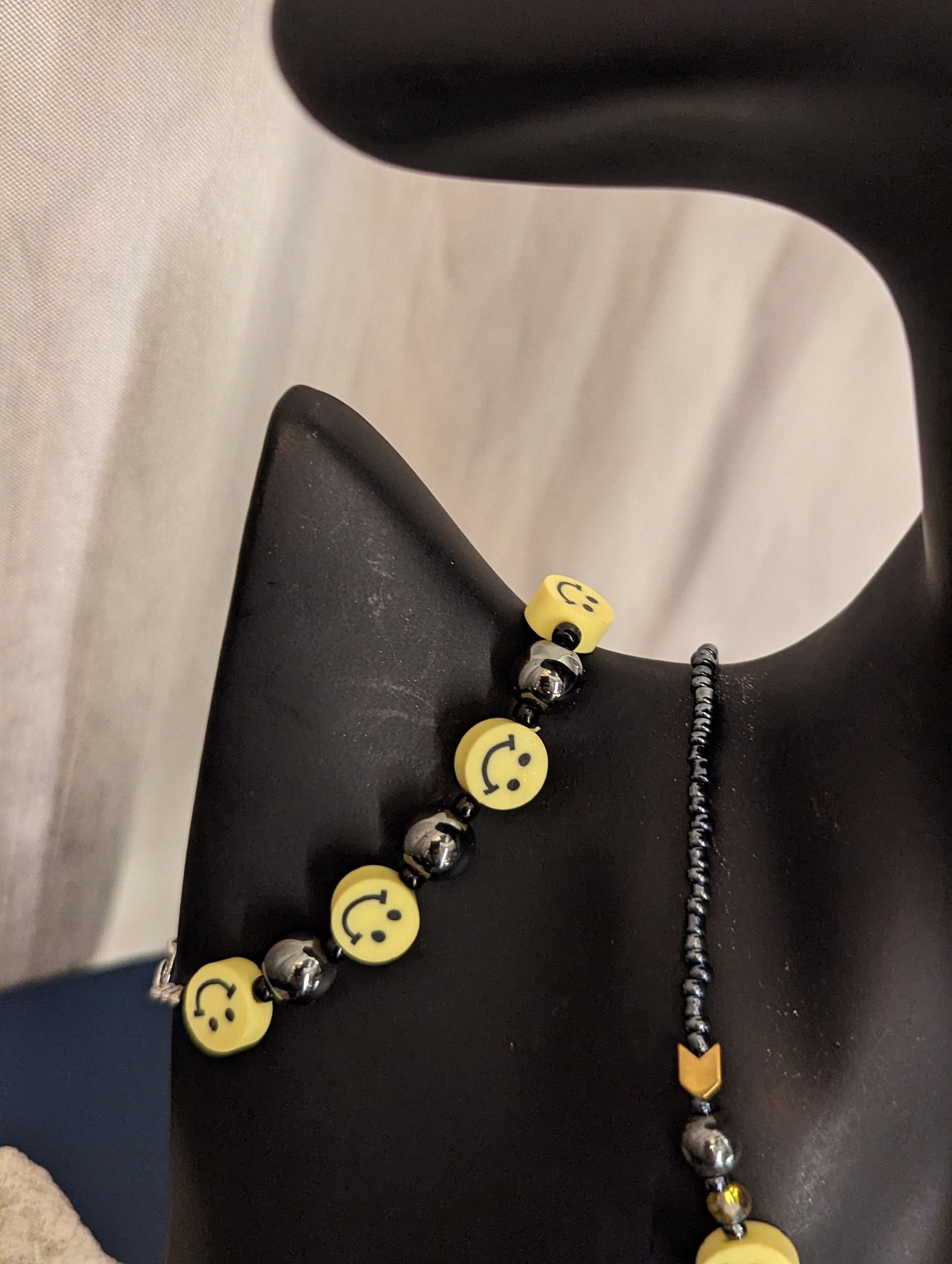 Unisex Yellow Smiley Beaded Set