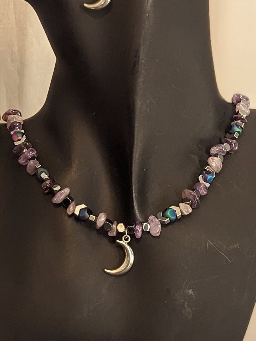 Amethyst and Silver Moon Set