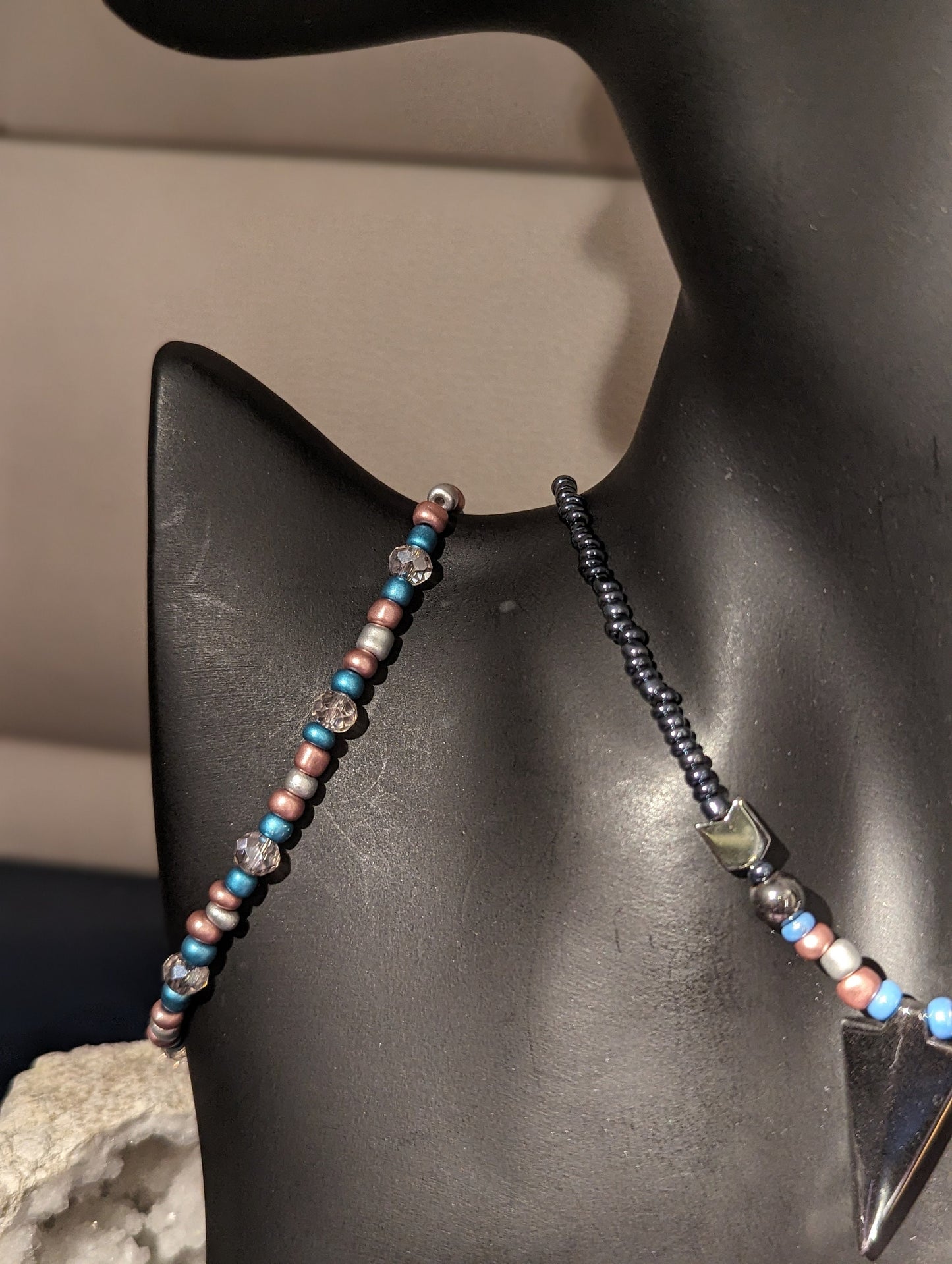 Trans Pride Set with Hematite styled Arrows and Light Blue White Pink Flag Colors Beaded Handmade Set