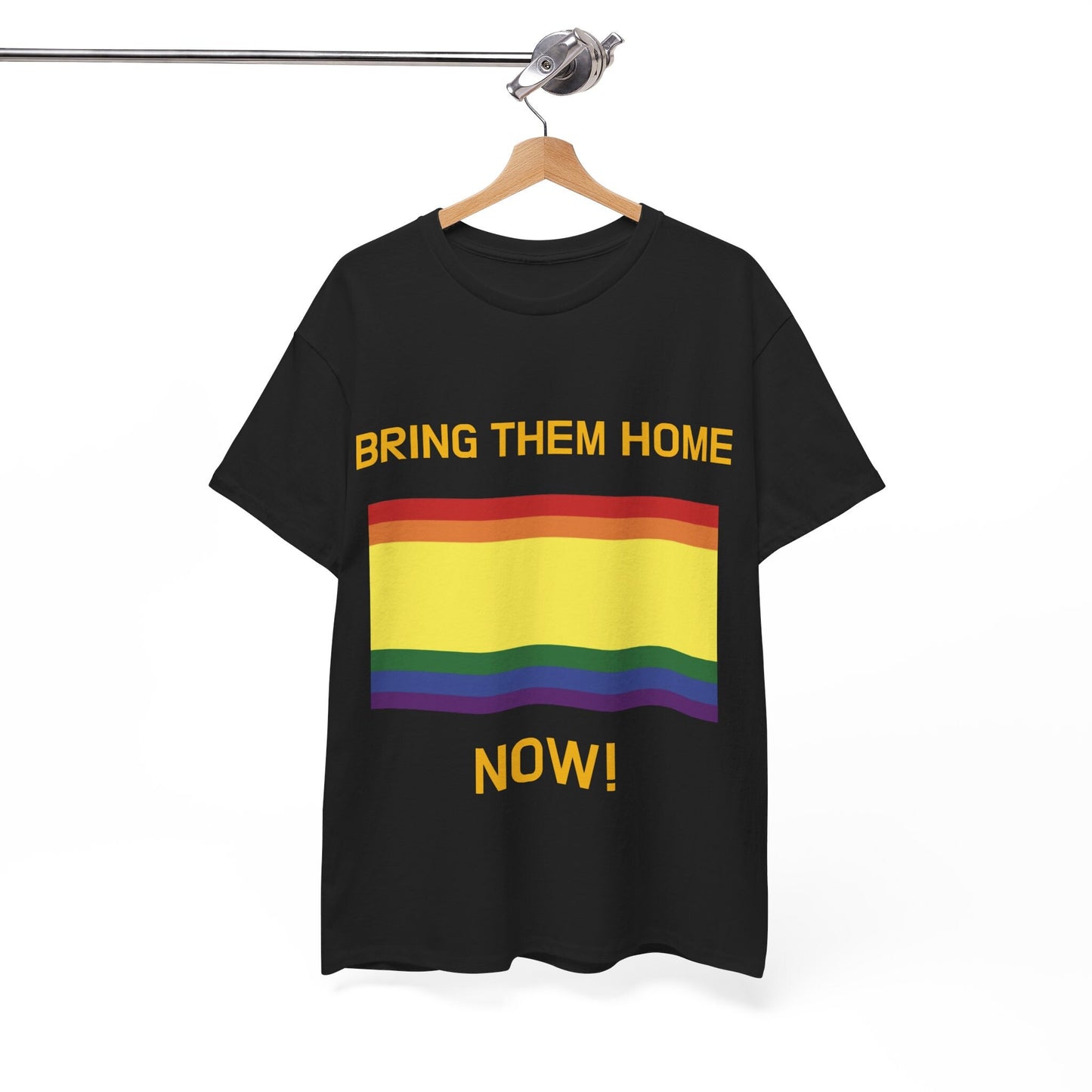 Bring Them Home Now! + Hostages Families & Queer Pride Flag T-Shirt