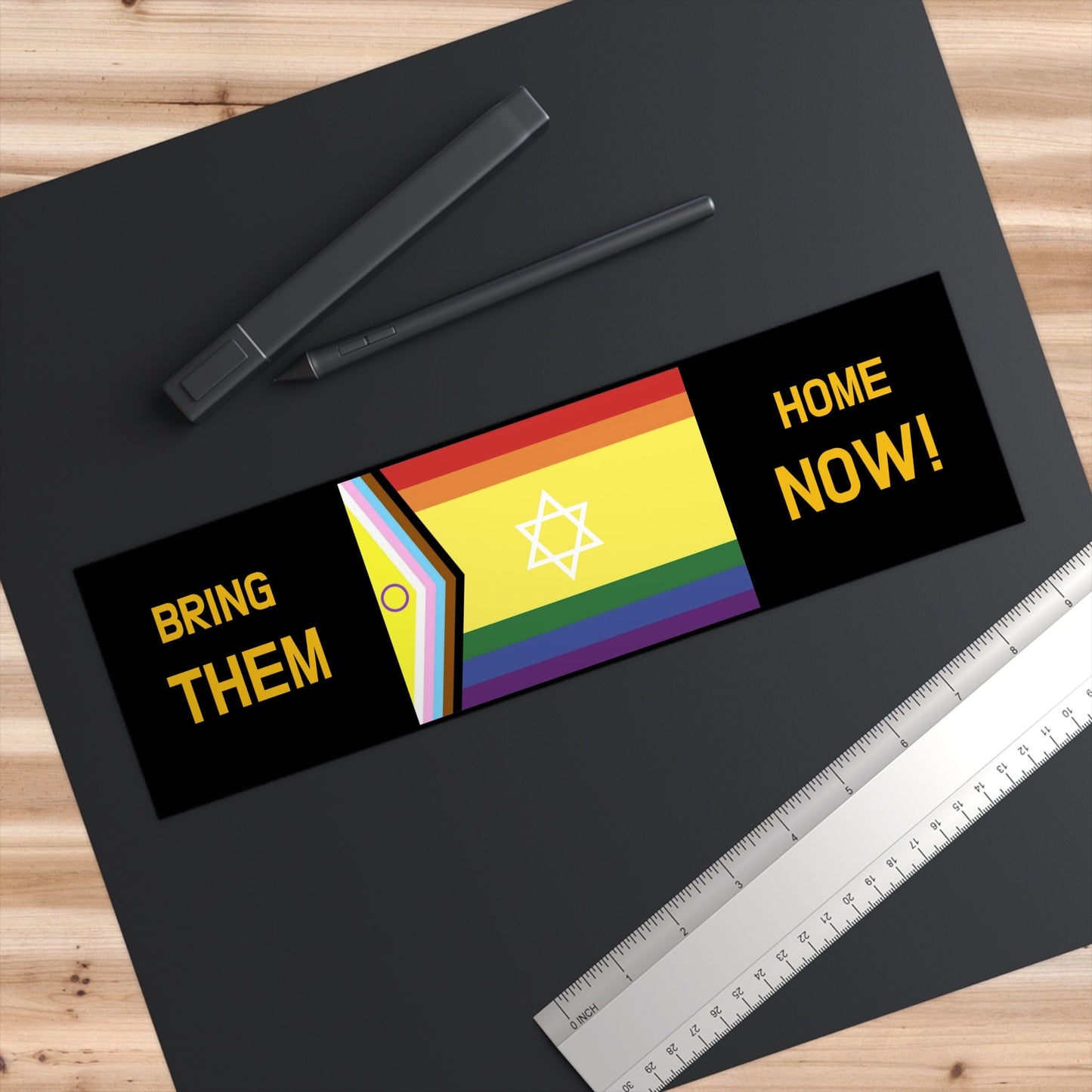 Bring Them Home Now! + Hostages Families & Queer Pride Flag Sticker