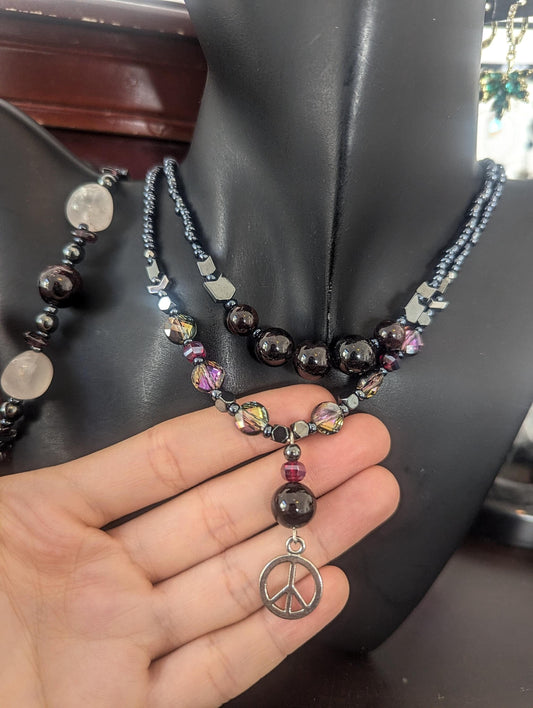 ISRAEL Hope for Peace Set: with Garnet and Rose Quartz gemstones