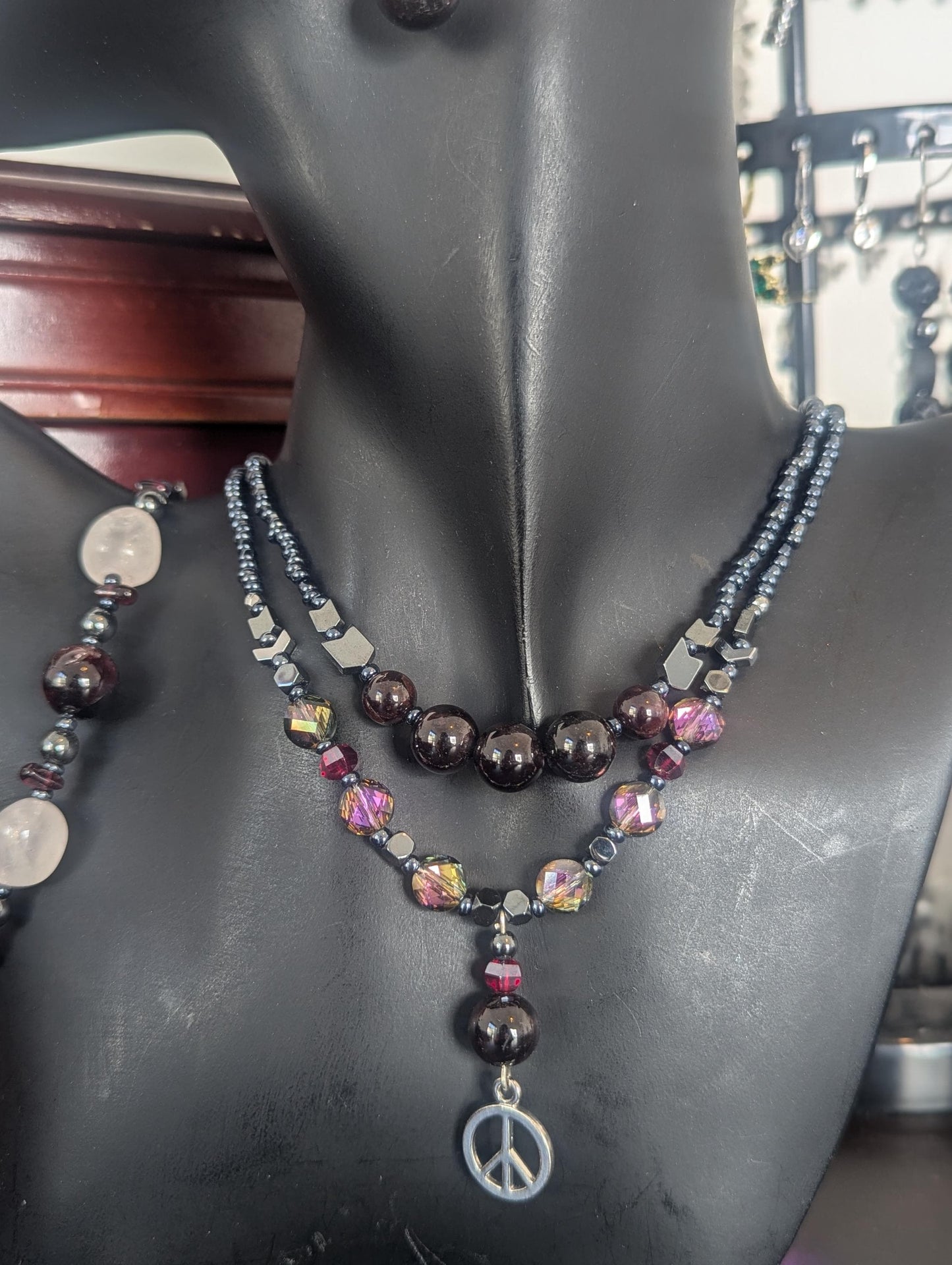 ISRAEL Hope for Peace Set: with Garnet and Rose Quartz gemstones