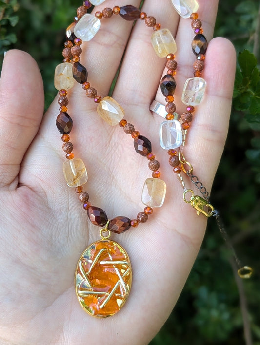 Israel Encapsulated: Gold Magen David & Israeli Orange Flower Leaves