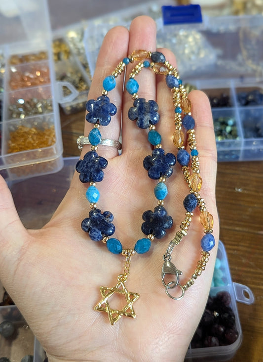 Gold David in Blue Bloom